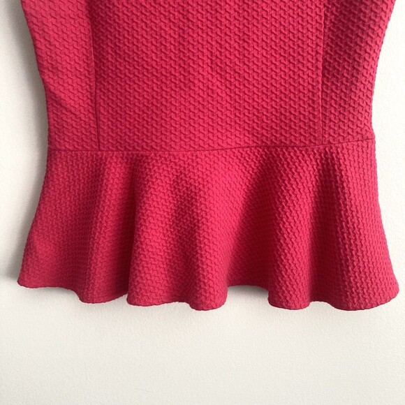 Ganni Anthropologie Textured Sleeveless Pink Peplum Tank Size Large Scoop Neck - Picture 4 of 10